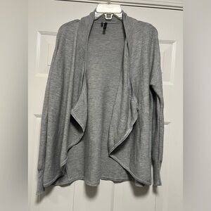 Maurices Light Gray Open Front Long Sleeve Ribbed Cardigan Sweater Size Large